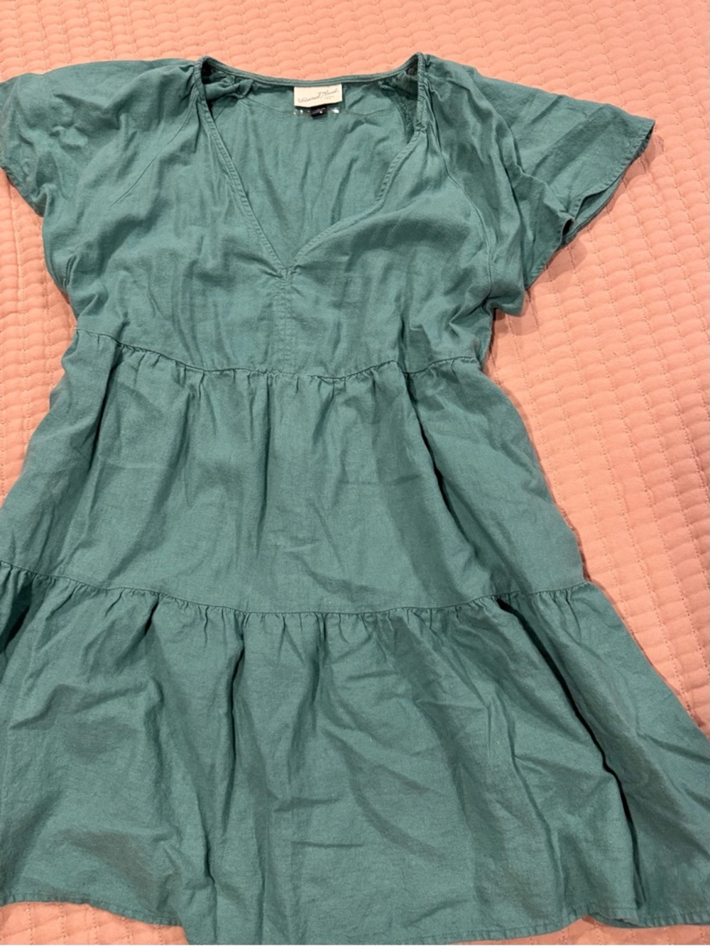 Universal Thread Teal Short Sleeve Tiered Dress